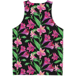 Purple Alstroemeria Pattern Print Men's Tank Top