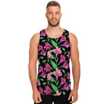 Purple Alstroemeria Pattern Print Men's Tank Top