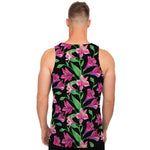 Purple Alstroemeria Pattern Print Men's Tank Top