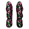 Purple Alstroemeria Pattern Print Muay Thai Shin Guards