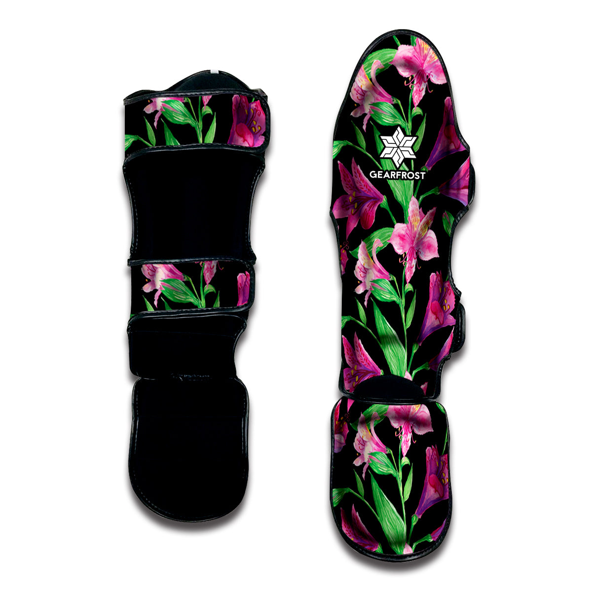 Purple Alstroemeria Pattern Print Muay Thai Shin Guard