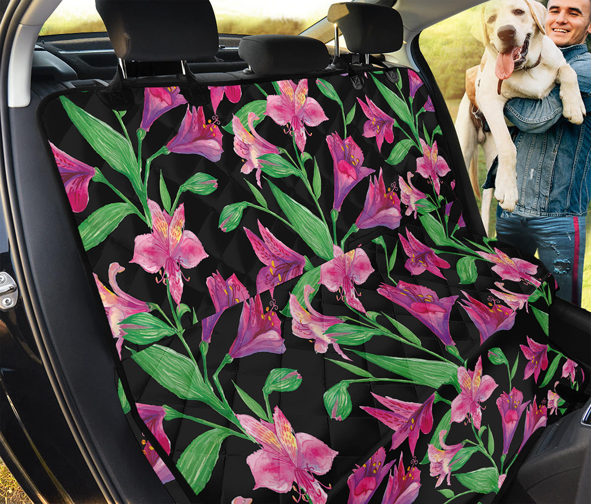 Purple Alstroemeria Pattern Print Pet Car Back Seat Cover