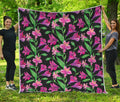 Purple Alstroemeria Pattern Print Quilt