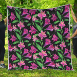 Purple Alstroemeria Pattern Print Quilt