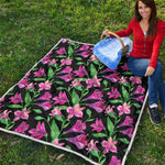 Purple Alstroemeria Pattern Print Quilt