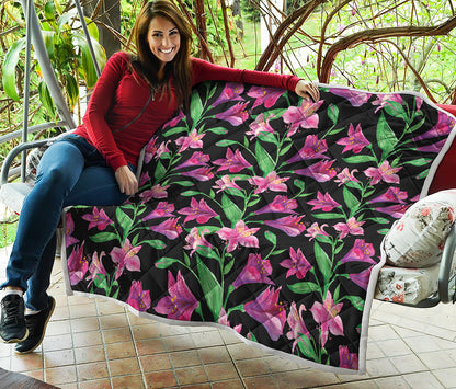 Purple Alstroemeria Pattern Print Quilt