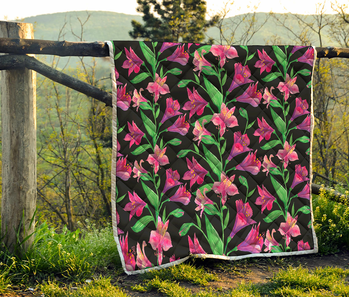 Purple Alstroemeria Pattern Print Quilt