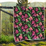 Purple Alstroemeria Pattern Print Quilt