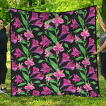 Purple Alstroemeria Pattern Print Quilt