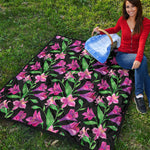 Purple Alstroemeria Pattern Print Quilt