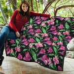 Purple Alstroemeria Pattern Print Quilt
