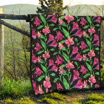 Purple Alstroemeria Pattern Print Quilt