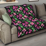 Purple Alstroemeria Pattern Print Quilt