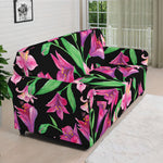 Purple Alstroemeria Pattern Print Sofa Cover