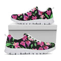 Purple Alstroemeria Pattern Print White Running Shoes