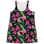 Purple Alstroemeria Pattern Print Women's Racerback Tank Top