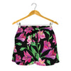 Purple Alstroemeria Pattern Print Women's Shorts