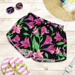 Purple Alstroemeria Pattern Print Women's Shorts