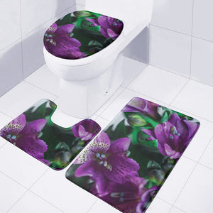 Purple Alstroemeria Print 3 Piece Bath Mat Set