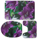 Purple Alstroemeria Print 3 Piece Bath Mat Set