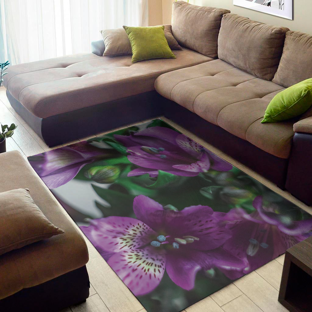 Purple Alstroemeria Print Area Rug