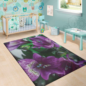 Purple Alstroemeria Print Area Rug