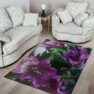 Purple Alstroemeria Print Area Rug