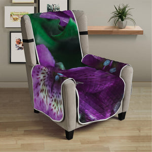 Purple Alstroemeria Print Armchair Protector