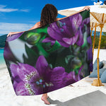 Purple Alstroemeria Print Beach Sarong Wrap