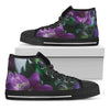 Purple Alstroemeria Print Black High Top Shoes