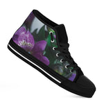 Purple Alstroemeria Print Black High Top Shoes