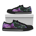 Purple Alstroemeria Print Black Low Top Sneakers