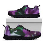 Purple Alstroemeria Print Black Sneakers