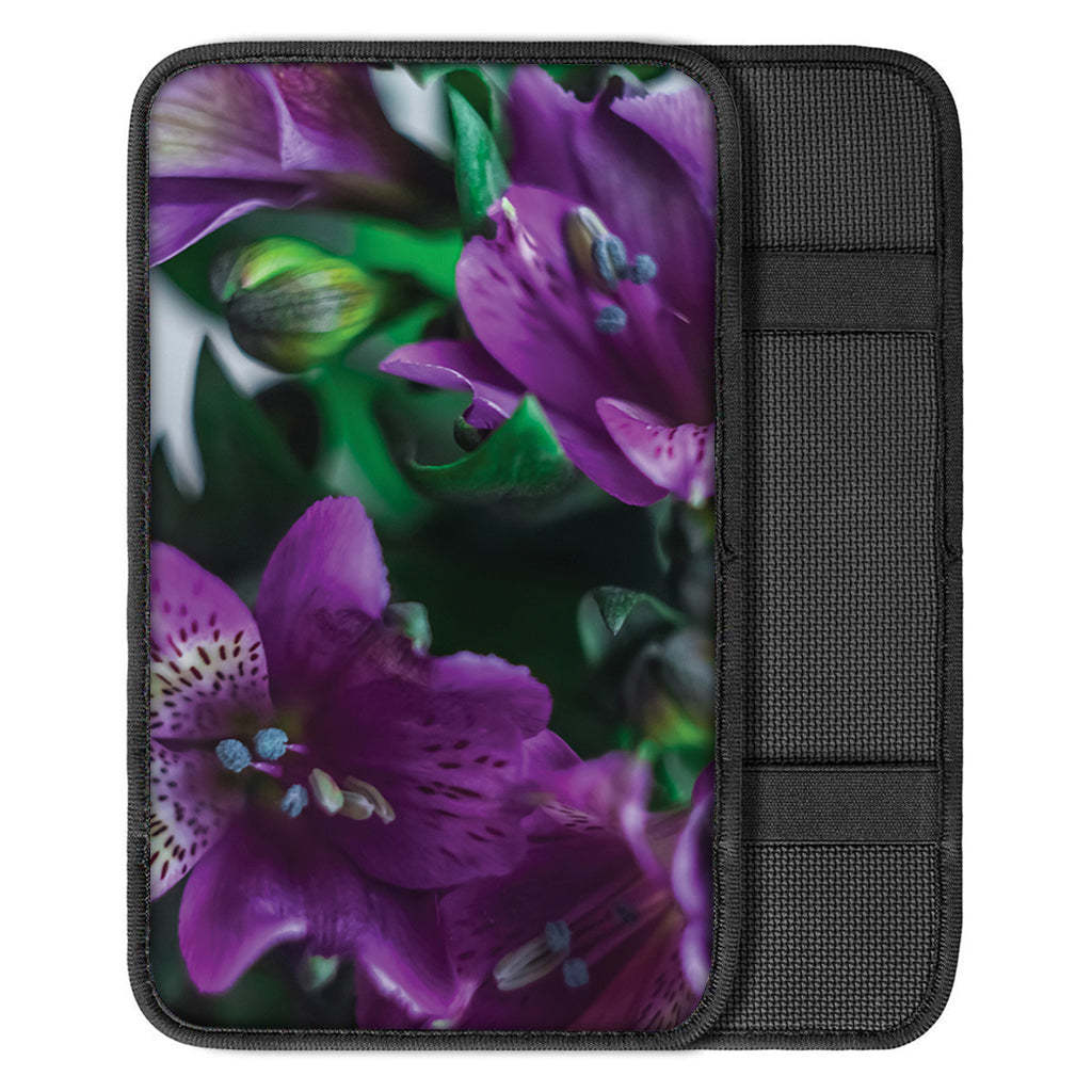 Purple Alstroemeria Print Car Center Console Cover