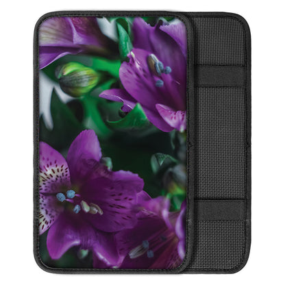 Purple Alstroemeria Print Car Center Console Cover
