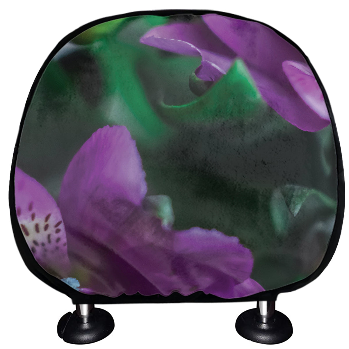 Purple Alstroemeria Print Car Headrest Covers