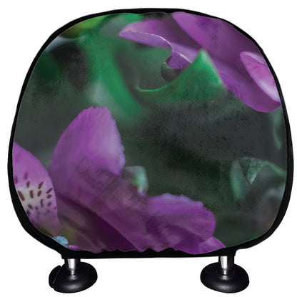 Purple Alstroemeria Print Car Headrest Covers