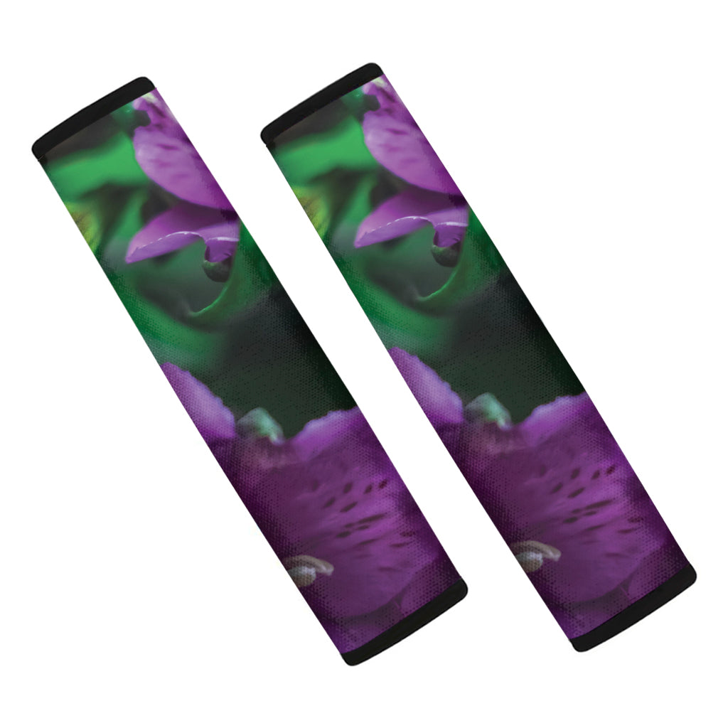 Purple Alstroemeria Print Car Seat Belt Covers