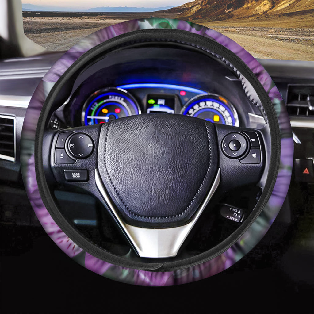 Purple Alstroemeria Print Car Steering Wheel Cover