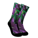 Purple Alstroemeria Print Crew Socks