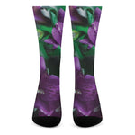 Purple Alstroemeria Print Crew Socks