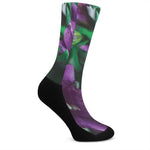 Purple Alstroemeria Print Crew Socks