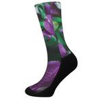 Purple Alstroemeria Print Crew Socks