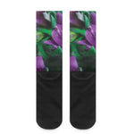 Purple Alstroemeria Print Crew Socks
