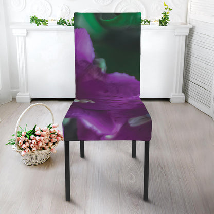 Purple Alstroemeria Print Dining Chair Slipcover