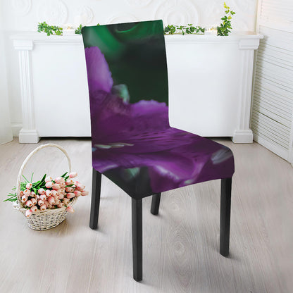 Purple Alstroemeria Print Dining Chair Slipcover