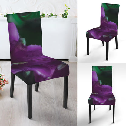 Purple Alstroemeria Print Dining Chair Slipcover