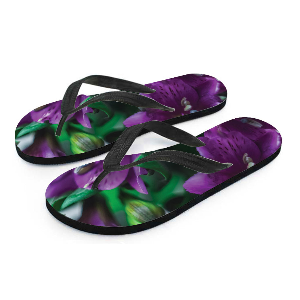 Purple Alstroemeria Print Flip Flops