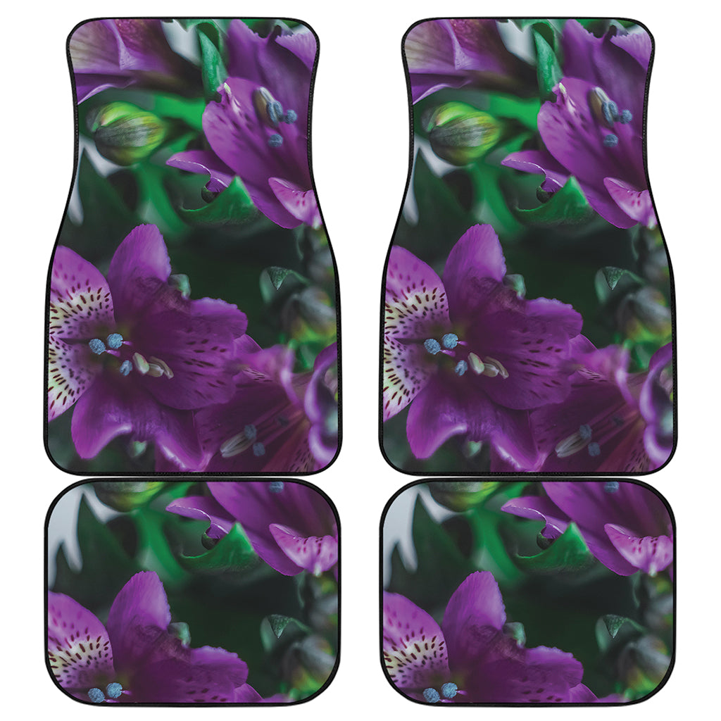 Purple Alstroemeria Print Front and Back Car Floor Mats