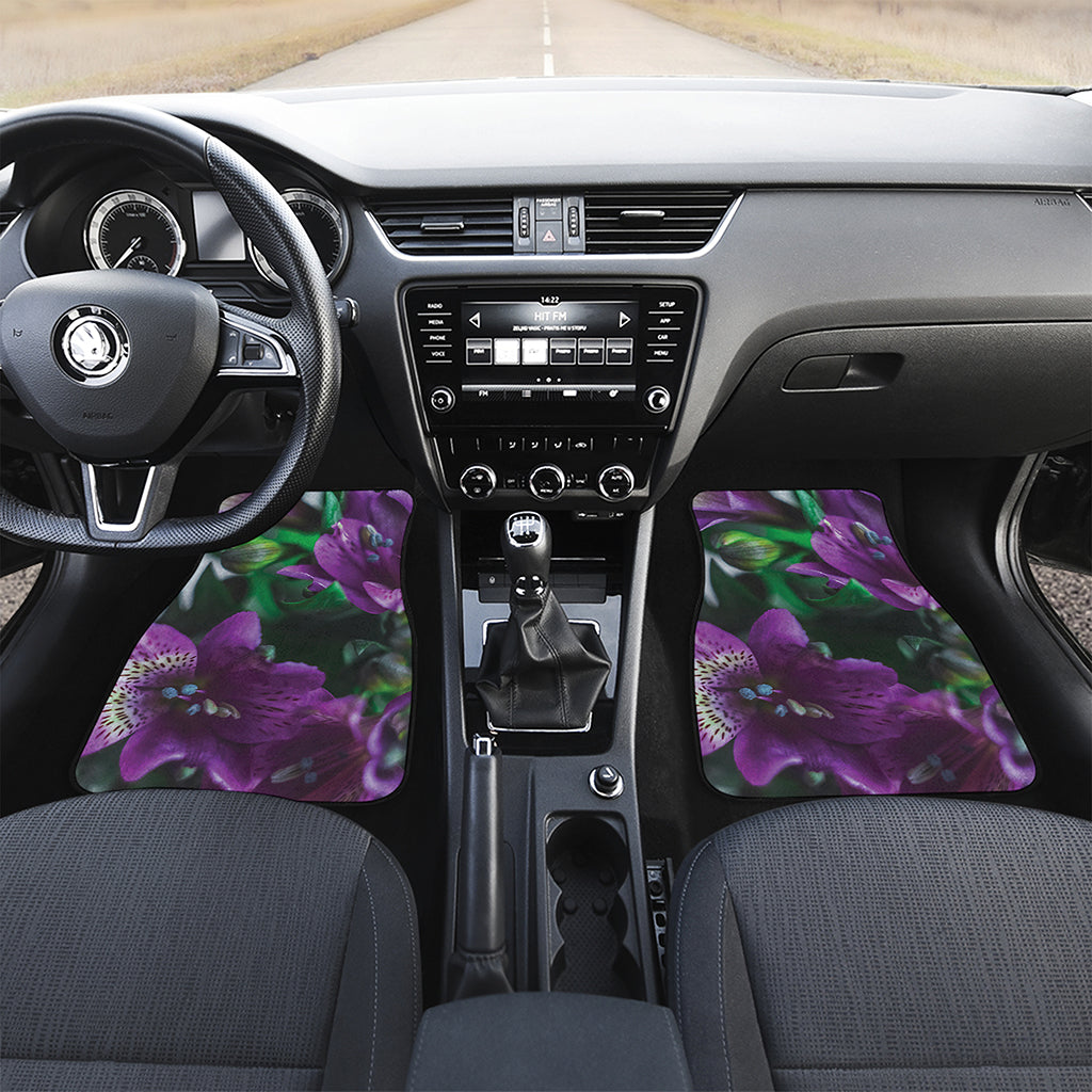 Purple Alstroemeria Print Front and Back Car Floor Mats